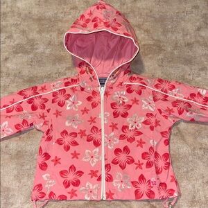 Pink Floral Hooded Rain Jacket